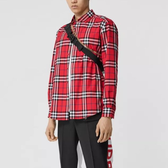 Men's Burberry Classic Check Stretch Cotton Shirt - Picture 2 of 8
